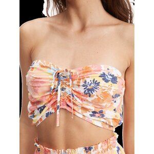 NWT Roxy White Floral Printed Island Hops Halter Tube Top